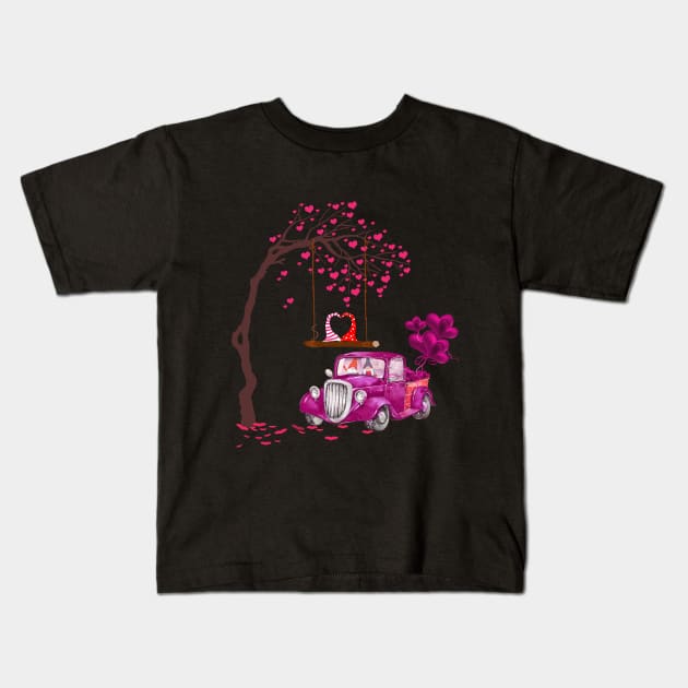 Purple Car Drives Love on Valentine Day Costume Gift Kids T-Shirt by Pretr=ty